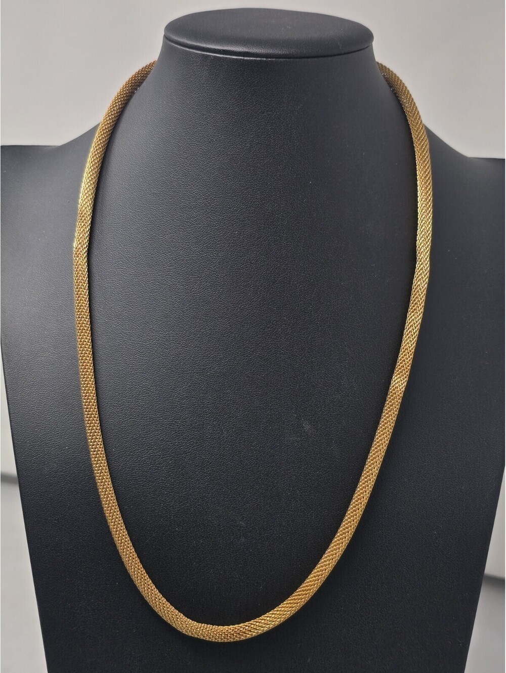 Vintage Miriam Haskell Gold Tone Mesh Chain Necklace 24 in